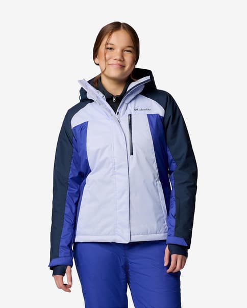 Chaqueta con capucha Columbia Snowy Summit Insulated violeta mujer