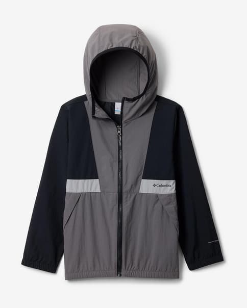 Chaqueta con capucha Columbia Spire Valley Windbreaker negro gris oscuro niño