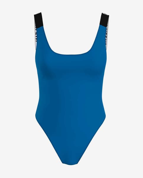 Bañador Calvin Klein Scoop Back Intense Power azul eléctrico negro mujer
