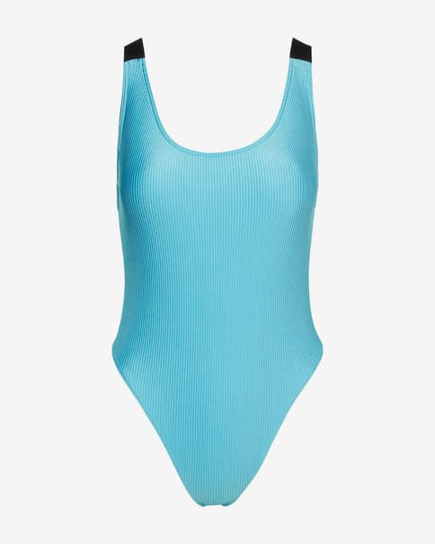 Bañador Calvin Klein Scoop Back Intense Power azul celeste negro mujer