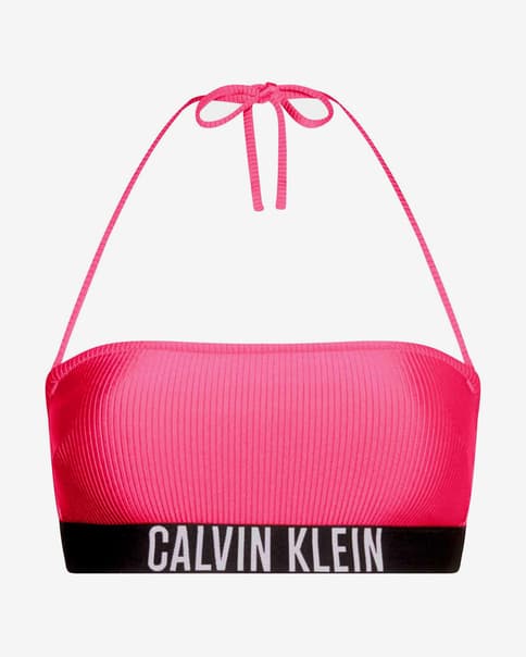 Top bikini Calvin Klein Bandeau Intense Power rosa negro mujer
