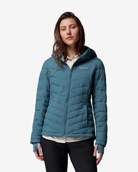 Chaqueta con capucha Columbia Joy Peak II azul verdoso mujer