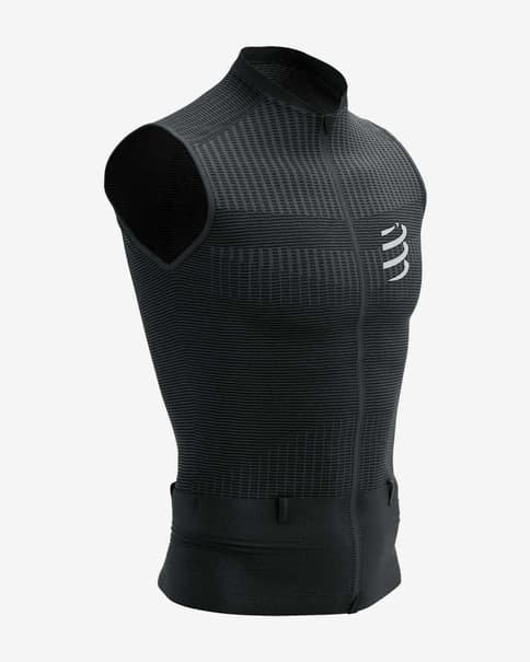 Camiseta Compressport Trail Postural sin mangas negro blanco