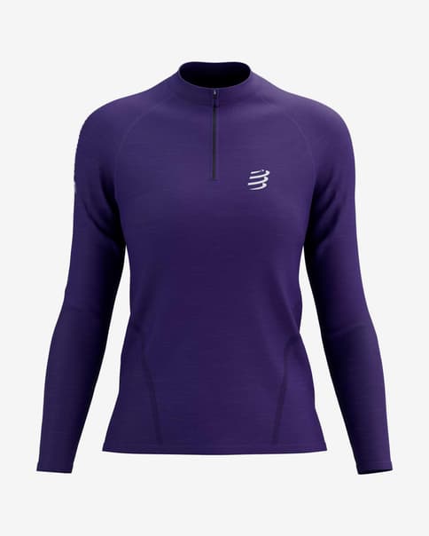 Camiseta Compressport Trail Half Zip manga larga violeta lila mujer