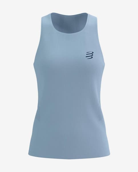 Camiseta Compressport Performance sin mangas azul celeste mujer