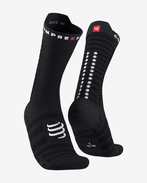 Ultralekkie skarpetki rowerowe Compressport Pro Racing v4.0 Czarne Białe