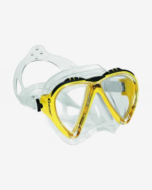 Máscara de buceo Cressi Lince 2 blanco amarillo con lentes transparentes