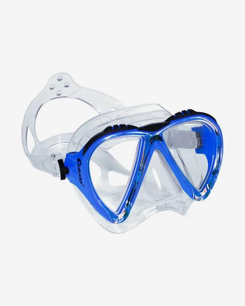 Máscara de buceo Cressi Lince 2 blanco azul con lentes transparentes