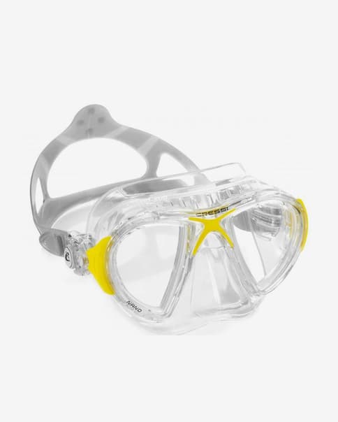 Máscara de buceo Cressi Nano blanco amarillo con lentes transparentes 