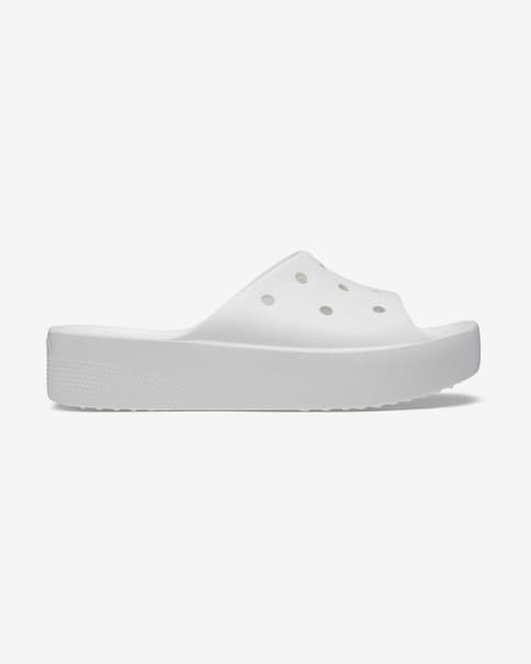 Crocs Classic Platform Slide Damen Badesandalen weiß