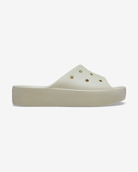 Crocs Classic Platform Slide Damen Badesandalen weiß