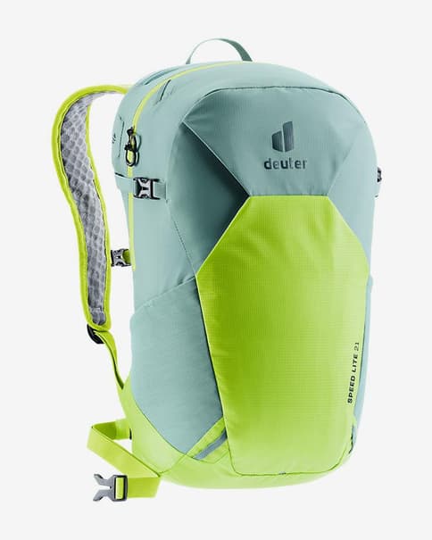 Mochila Deuter Speed Lite 21L azul cielo verde fluorescente