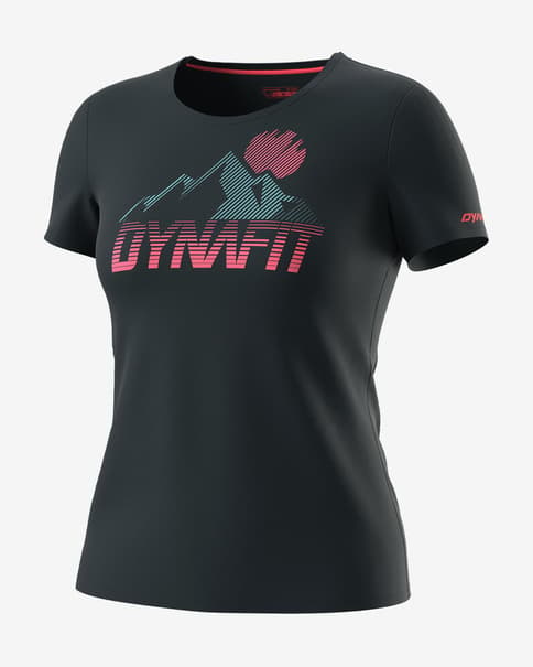 Camiseta Dynafit Transalper Graphic manga corta azul marino logo rosa mujer