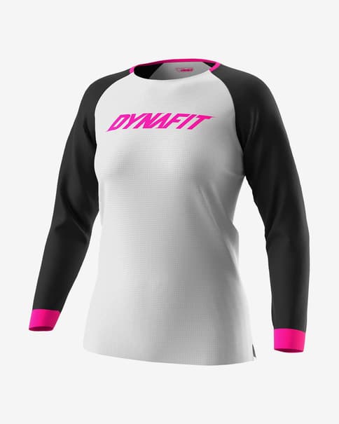 Maillot Dynafit Ride manga larga blanco negro rosa mujer
