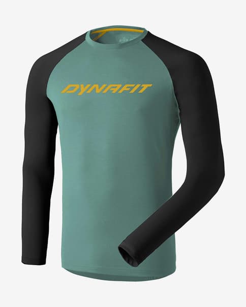 Camiseta Dynafit 24/7 manga larga azul celeste amarillo