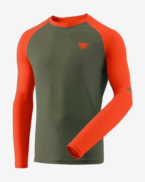 Camiseta Dynafit Alpine Pro manga larga verde oliva naranja
