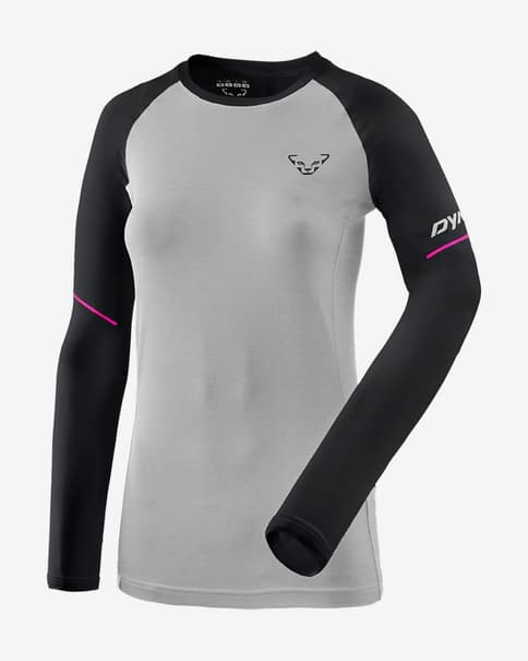 Camiseta Dynafit Alpine Pro manga larga gris negro blanco mujer