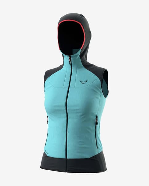 Chaleco con capucha Dynafit Mezzalama Polartec Alpha azul celeste mujer