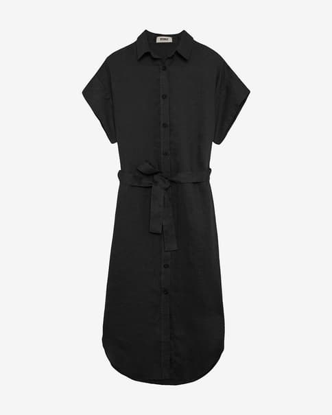 Vestido Ecoalf Amatista manga corta negro mujer