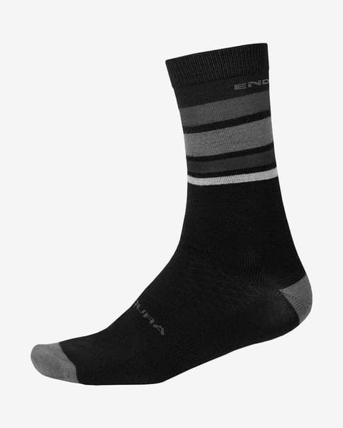 Calcetines Endura Stripe BaaBaa Merino negro gris