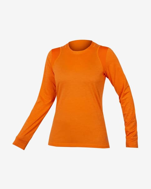 Maillot Endura SingleTrack manga larga naranja mujer