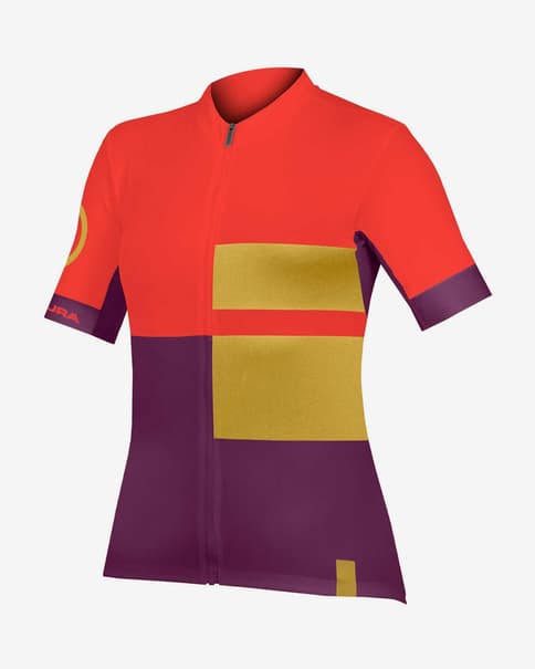 Maillot Endura FS260 Print manga corta rojo lila amarillo mujer