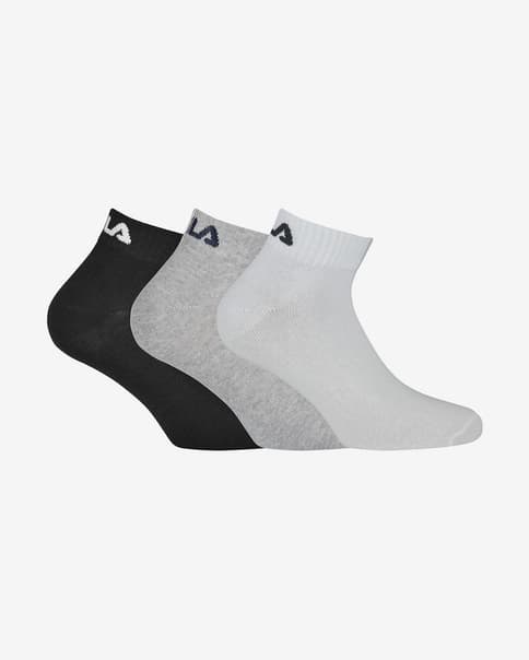 Fila Quarter Plain Socks Black Grey White(3 pairs)