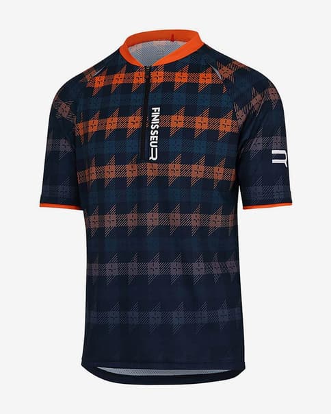 Maglia Finisseur Core MTB Tartan manica corta blu arancione