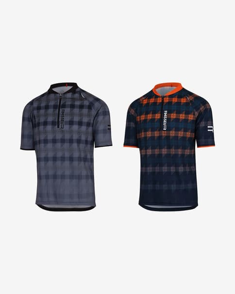 Pack maglia Finisseur Core MTB Tartan manica corta blu arancio grigio