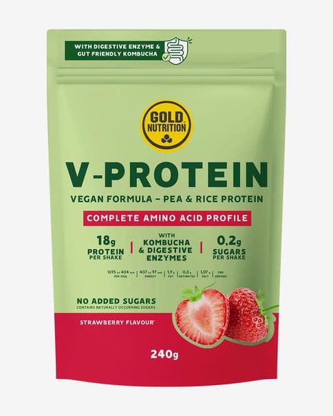 Proteína Vegana GoldNutrition V-Protein sabor fresa 240 g