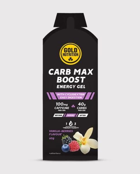 Gel energético GoldNutrition Carb Max BOOST 60 g sabor vainilla frutas silvestres (16 unidades)