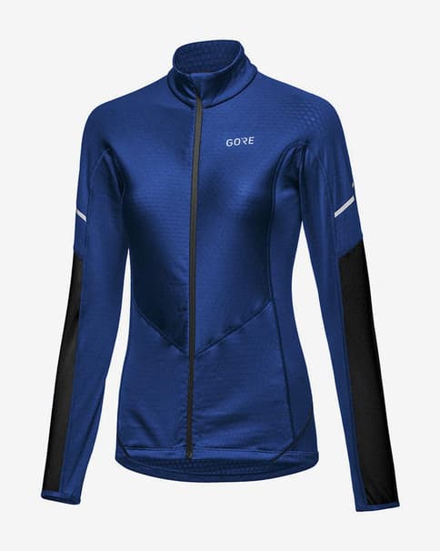 Camiseta GOREWEAR Thermo Full Zip manga larga azul intenso negro mujer