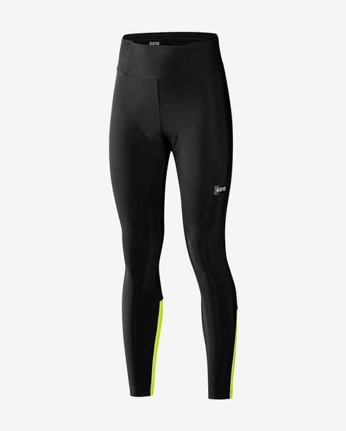 Culote largo sin tirantes Gore Wear Progress Thermo + negro amarillo neón mujer