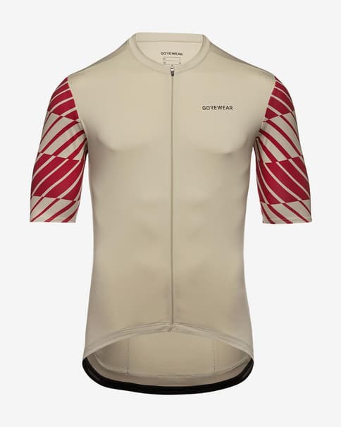 Maillot GOREWEAR Swiftride Optical manga corta beige rojo