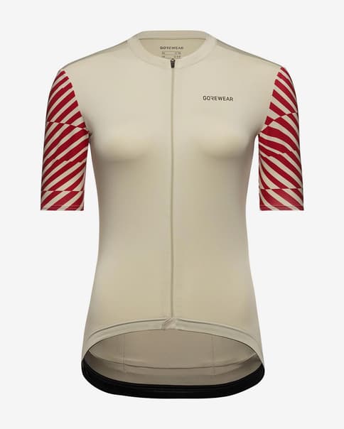 Maillot GOREWEAR Swiftride Optical manga corta beige rojo mujer