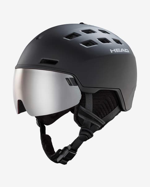 Casco Head Radar negro con lente espejada gris