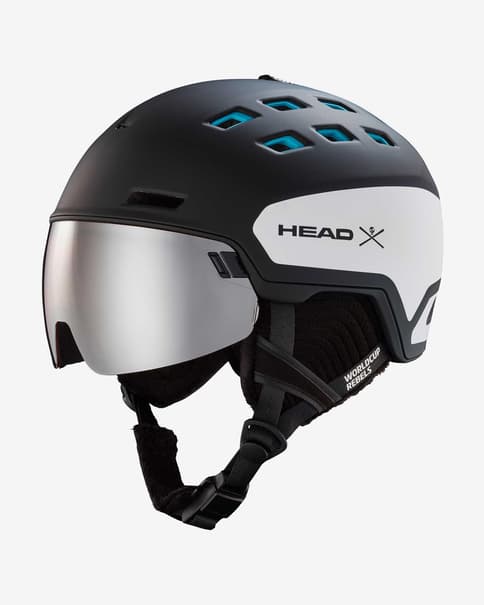 Casco Head Radar WCR negro blanco con lente espejada gris