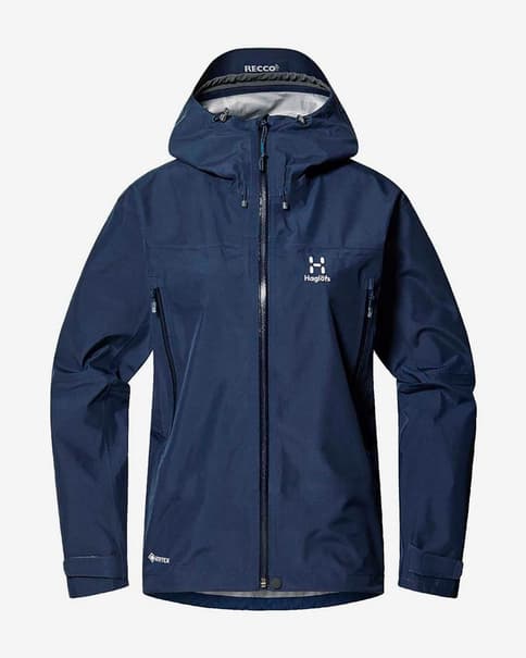 Chaqueta con capucha Haglöfs ROC Flash GORE-TEX azul noche mujer