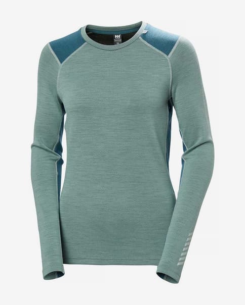 Camiseta interior Helly Hansen Lifa Merino Midweight Crew manga larga verde menta mujer