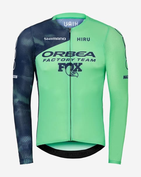 Maillot Hiru Orbea Factory Team 2025 Race manga larga azul verde