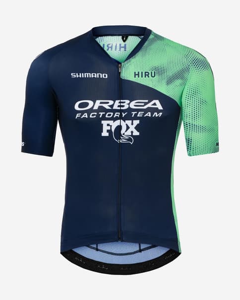 Maillot Hiru Orbea Factory Team 2025 Advanced manga corta azul verde