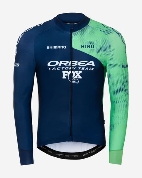 Maillot Hiru Orbea Factory Team 2025 Core Thermal manga larga azul verde