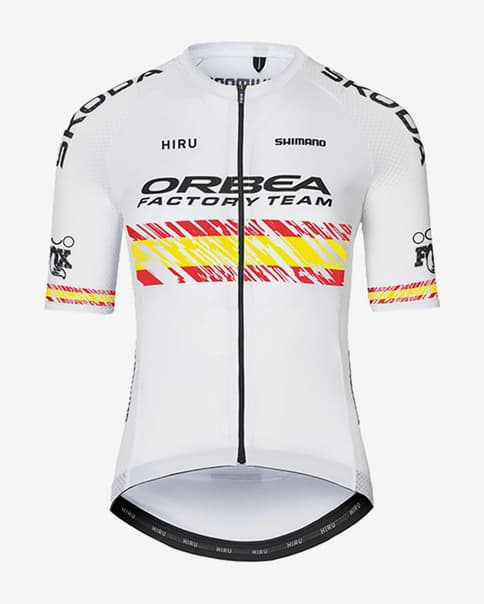 Maillot Hiru Orbea Factory Team Campeón España manga corta blanco mujer