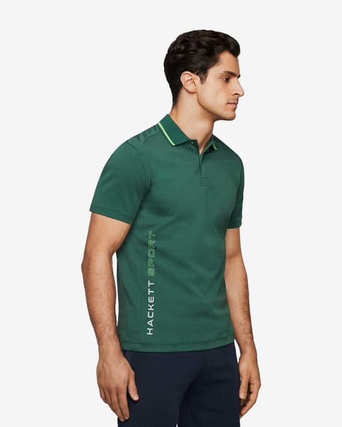 Polo Hackett Sport Tech manga corta verde oscuro