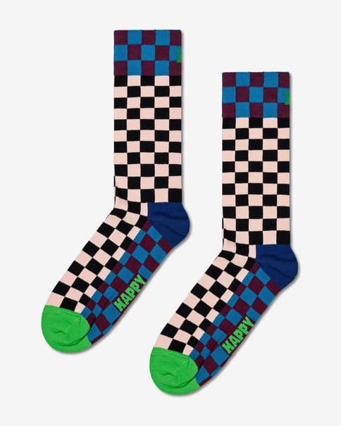 Calcetines Happy Socks Checkerboard rosa claro azul negro
