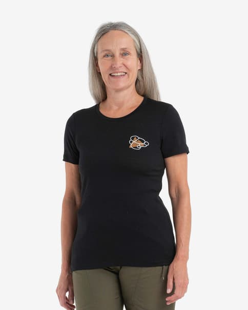 Camiseta Icebreaker 150 Tech Lite II MountainStro manga corta negro azul naranja mujer