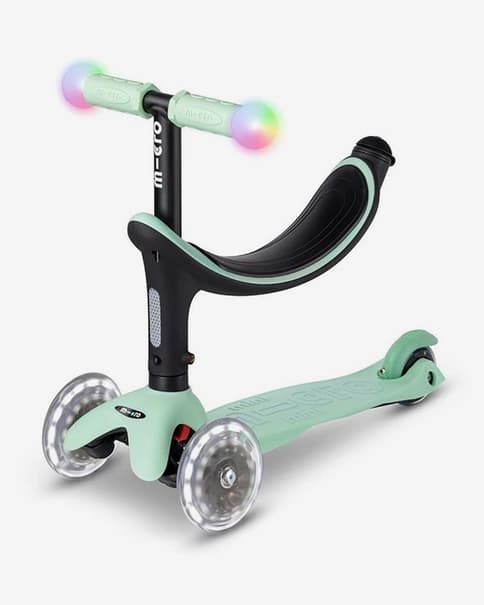 Patinete Micro Mini2Grow Deluxe Magic LED verde