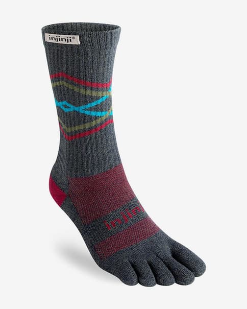 Calcetines Injinji Trail Midweight Crew gris rojo azul
