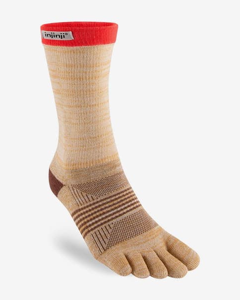 Calcetines Injinji Trail Midweight Crew marrón rojo mujer