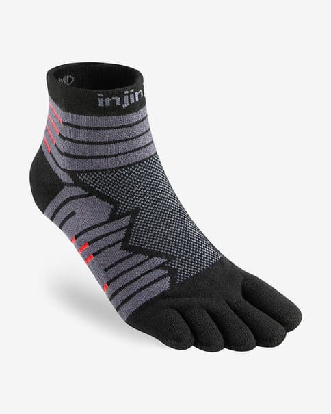 Calcetines Injinji Ultra Run Mini-Crew gris negro rojo